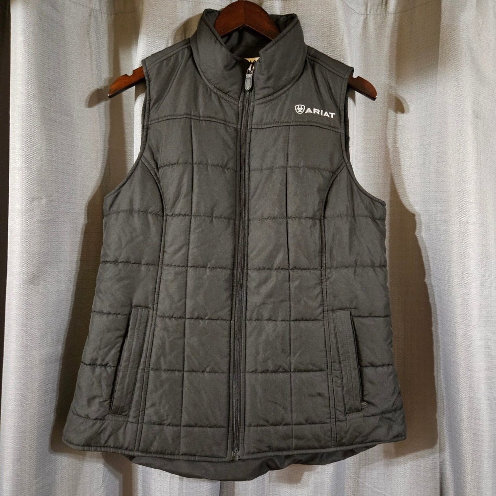 Ariat Real Crius Insulated Vest Black Quilted Mock Neck Full Zip Womens Large